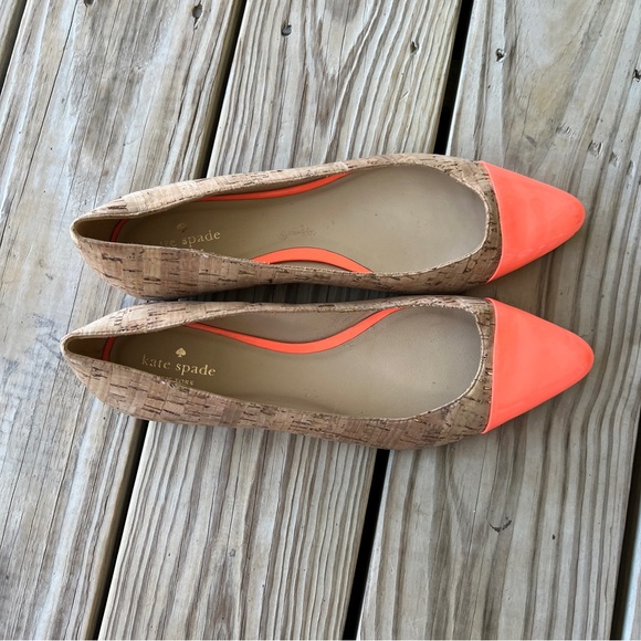 Kate Spade Elina cork and coral flats pointy 9.5 - Picture 2 of 10